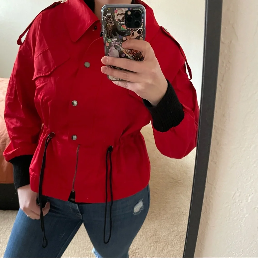 Laundry by Sheli Segal red windbreaker style jacket medium - Picture 3 of 6